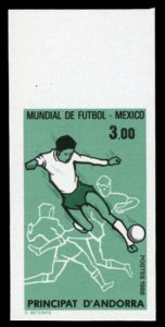 Andorra (French) #346 (YT 350a) Cat€48, 1986 Soccer, imperf. sheet margin s...