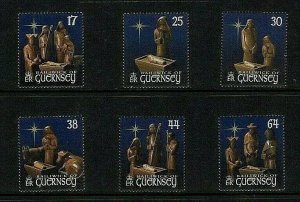 Guernsey: 1999 Christmas, Wood carvings by Dennis Brehaut, MNH set