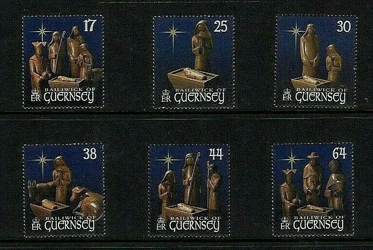 Guernsey: 1999 Christmas, Wood carvings by Dennis Brehaut, MNH set