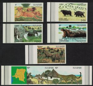 Zaire Leopard Hippo Elephant Lion Monkeys Virunga IMPERF set 1982 MNH