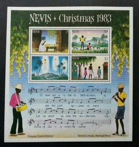 *FREE SHIP Nevis Christmas 1983 Song Music Lyric Children (miniature sheet) MNH