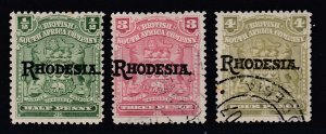 Rhodesia Lot - Overprints - #82, 86, 87 - SCV$10.75