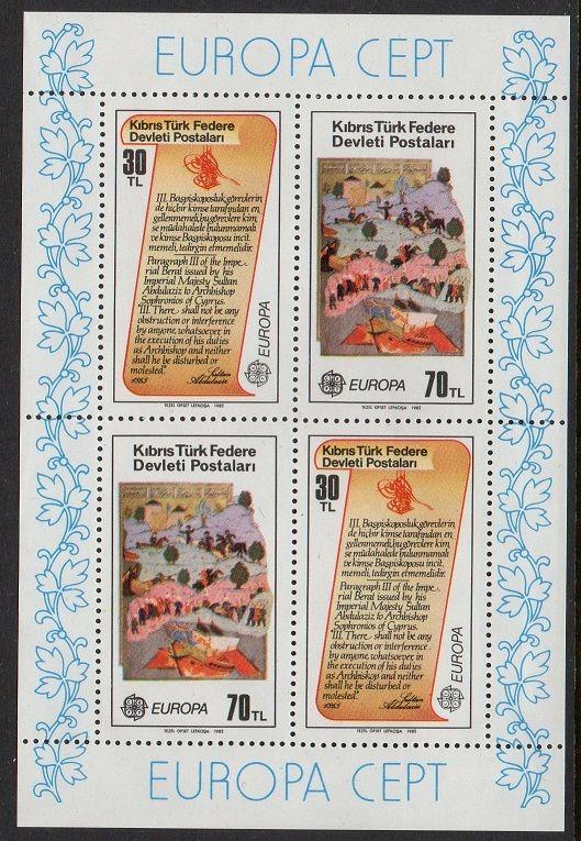 Turkish Rep Northern Cyprus 1982 Europa Sheetlet VF MNH (114)