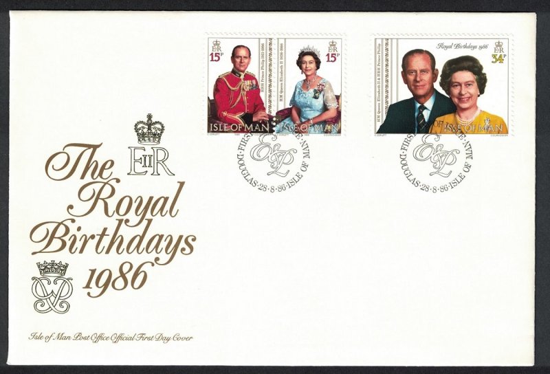 Isle of Man Royal Birthdays 3v FDC SG#328-330