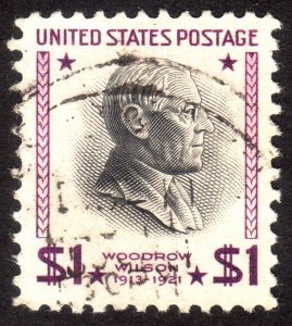 1938, US $1, Woodrow Wilson, Used, Sc 832