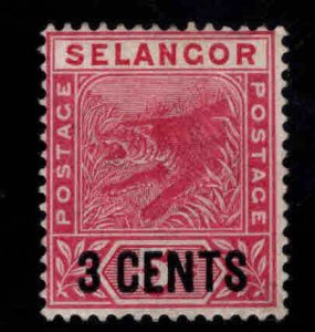 MALAYA-Selangor Scott 28 Mint No Gum surcharged Tiger stamp