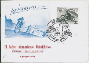 25274 SAN MARINO: RALLEY MOTORCYCLE RIMINI 1955 special envelope-