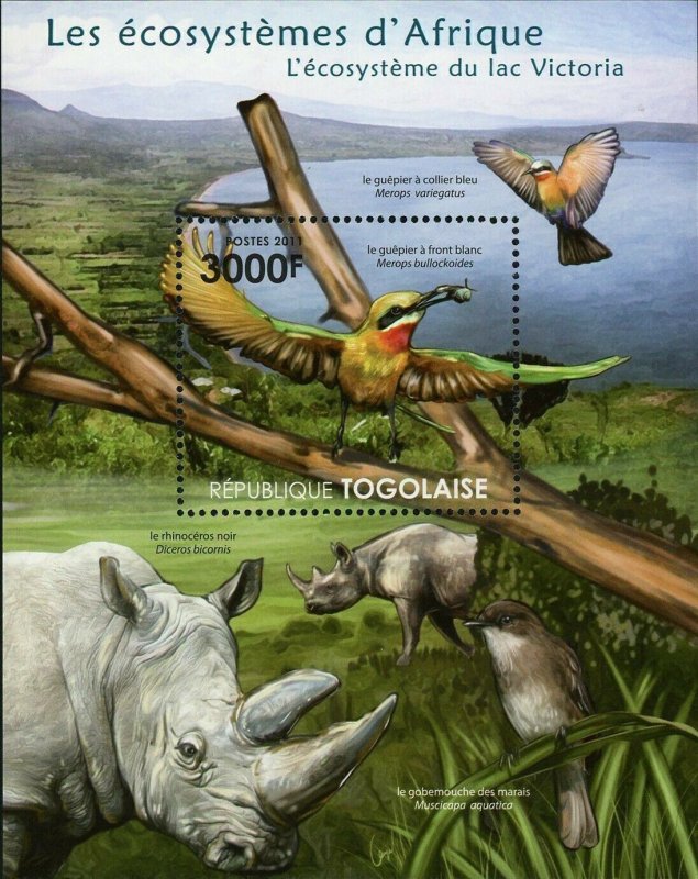 Ecosystem of Victoria Lake Stamp Rhinoceros Merops Variegatus S/S MNH #4227 