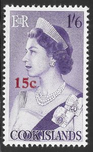 Cook Islands Scott 188 MNH 15c on 1/6 Queen Elizabeth II issue of 1967,  QEII