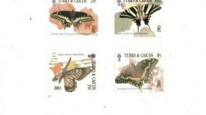 Turks and Caicos 2003 - Butterfly Definitives - Set of 4 Stamps - MNH