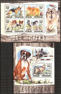Central African Republic 2016 Dogs Sheet + S/S MNH