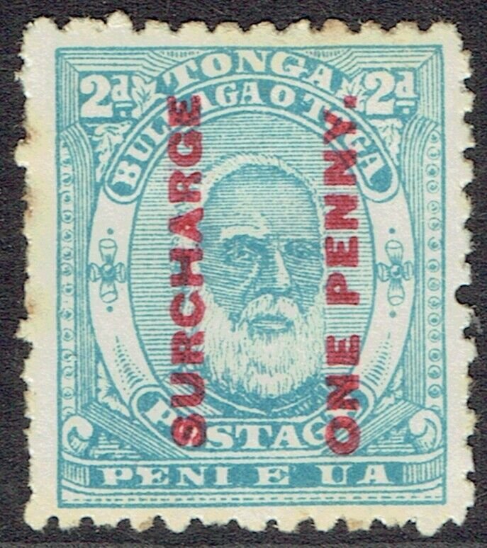 TONGA 1895 1d on 2d pale blue mint - 43802