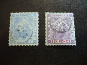 Stamps - Barbados - Scott# 84,86 - Used Part Set of 2 Stamps