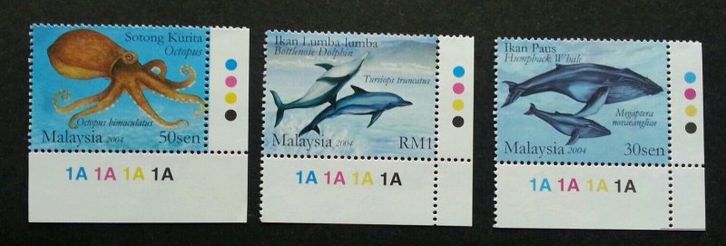 *FREE SHIP Marine Life VI Malaysia 2004 Whale Dolphin Octopus (stamp color) MNH