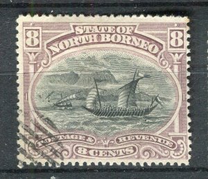 NORTH BORNEO; 1897 early classic Pictorial issue fine used 8c. value