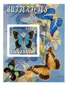 TANZANIA SHEET IMPERF BUTTERFLIES INSECTS