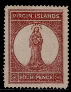 BRITISH VIRGIN ISLANDS QV SG15, 4d lake-red, LH MINT. Cat £60.