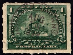 RB24 1¢ Battleship Proprietary (1898) Used/CDS