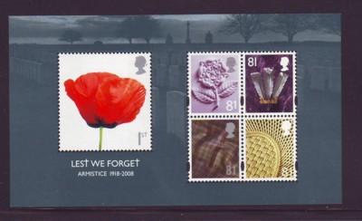 Great Britain Sc 2614a 2008 Armistice stamp sheet mint NH