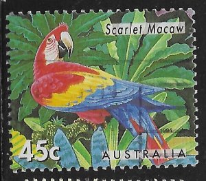 Australia #1385 45c Birds - Scarlet Macaw
