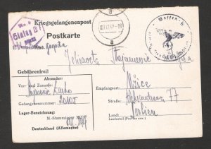 GERMANY OCC SERBIA - POW POSTCARD, XII F - 1942.