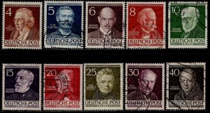 GERMANY BERLIN Sc#9N84-9N93 1952-53 Portraits Complete Used