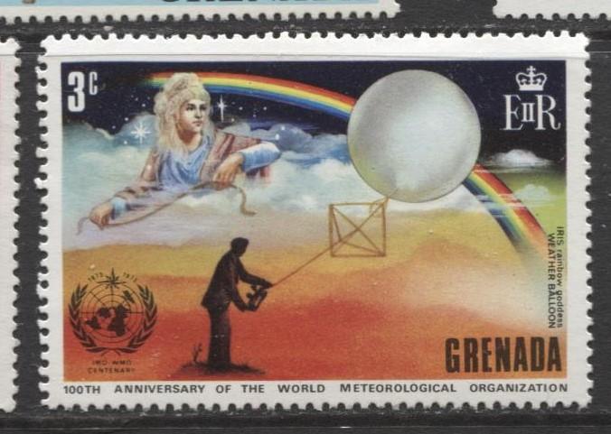 Grenada-Scott 493 - WMO Issue-1973-MLH- Single 3c Stamp