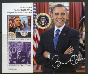 CHAD 2023 15th ANN OF BARACK OBAMA LEAVING THE PRESIDENCY  S/S MINT NEVER HINGED