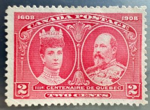 CANADA 1908 Quebec Tercentenary Issue 2c Carmine MNG SC#98 C5349