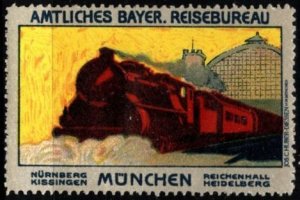 Vintage Germany Poster Stamp Official Bavaria Travel Agency Munich Nuremberg