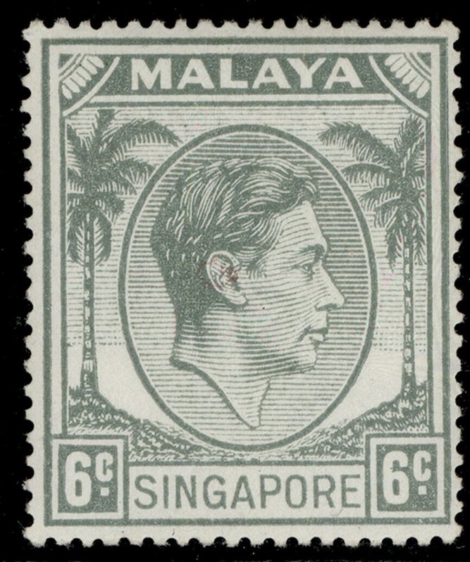 SINGAPORE GVI SG21, 6c grey, M MINT.