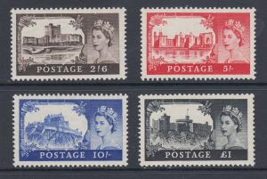 Great Britain Sc 309-312 MLH. 1955 Queen and Castles, complete set, VLH, fresh