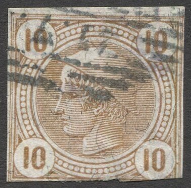 AUSTRIA 1901  Sc P13a  10h Newspaper stamp Used  VF w/varnish bars, cv $8