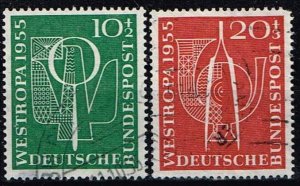Germany 1955,Sc.#B342-3 used Stylized pigeon and magnifying glass