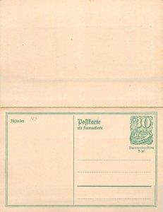E0025 German Empire 30pf Large Numeral and Post Rider Reply Postal Card unnused