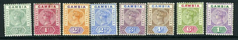 GAMBIA-1898-1902 A mounted mint set to 1/-, hinge remainders Sg 37-44