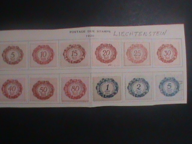 LIECHTENSTEIN-1920-SC#J1-J12-POSTAGE DUE STAMPS MH-VF-105 YEARS OLD-COMPLETE SET