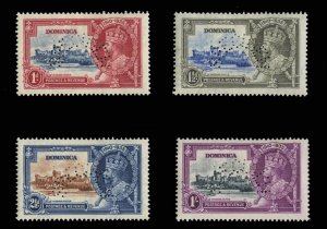 Dominica #90-93S Cat$120, 1935 Silver Jubilee, set of four, perforated Specim...