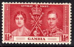 Gambia 1937 KGV1 1  1/2d Carmine Coronation MM SG 148 ( M1387 )