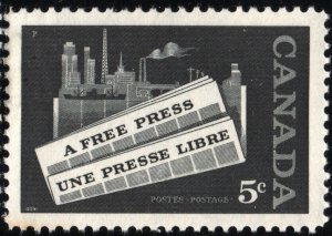 SC#375 5¢ The Canadian Press Single (1958) MNH