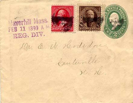 United States Massachusetts Haverhill Reg. Div. 1899 violet sl, black cork ki...