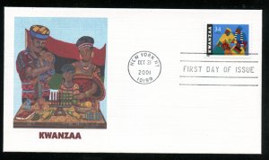 US 3548 Kwanzaa - 2001 UA Fleetwood cachet FDC