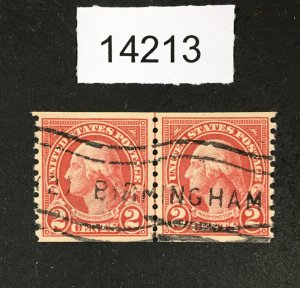 MOMEN: US STAMPS # 599 LINE PAIR USED LOT #14213