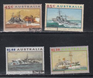 Australia # 1315-1318, World War II Warships, Used, 1/2 Cat.