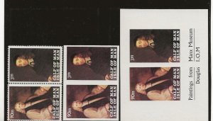 GB Calf of Man local issue 1968 Paintings 3  perf & imperf pairs and min sht MNH