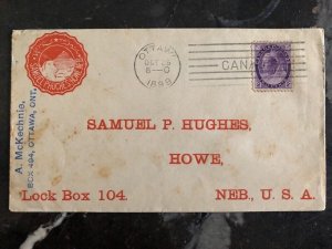 1899 Ottawa Canada Commercial Cover To Samuel Hughes Howe NE USA