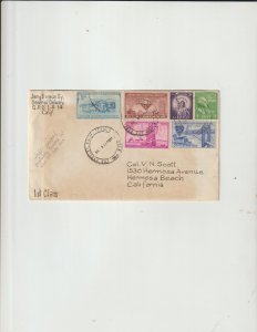 Odd vintage US 1954 Philatelic Cover with 6 IMPERFORATED stamps Expertly Trimmed