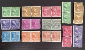 US Stamps - SC# 839 - 851 - MNH - Coil Pairs - SCV = $67.90 