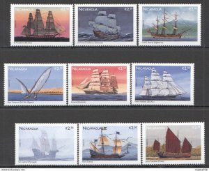 Ss1686 1996 Nicaragua Transport Classic Sailing Ships & Boats Set Mnh