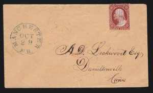 US 10 or 10a 1851 Issue 3c Washington Orange Brown on Cover (-017)